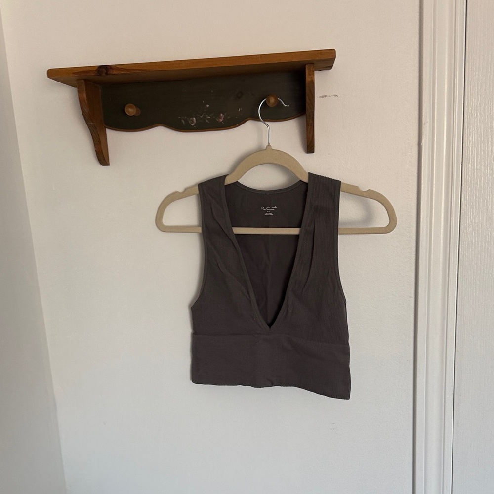 Urban Outfitters Gray Crop Fitted Tank Top